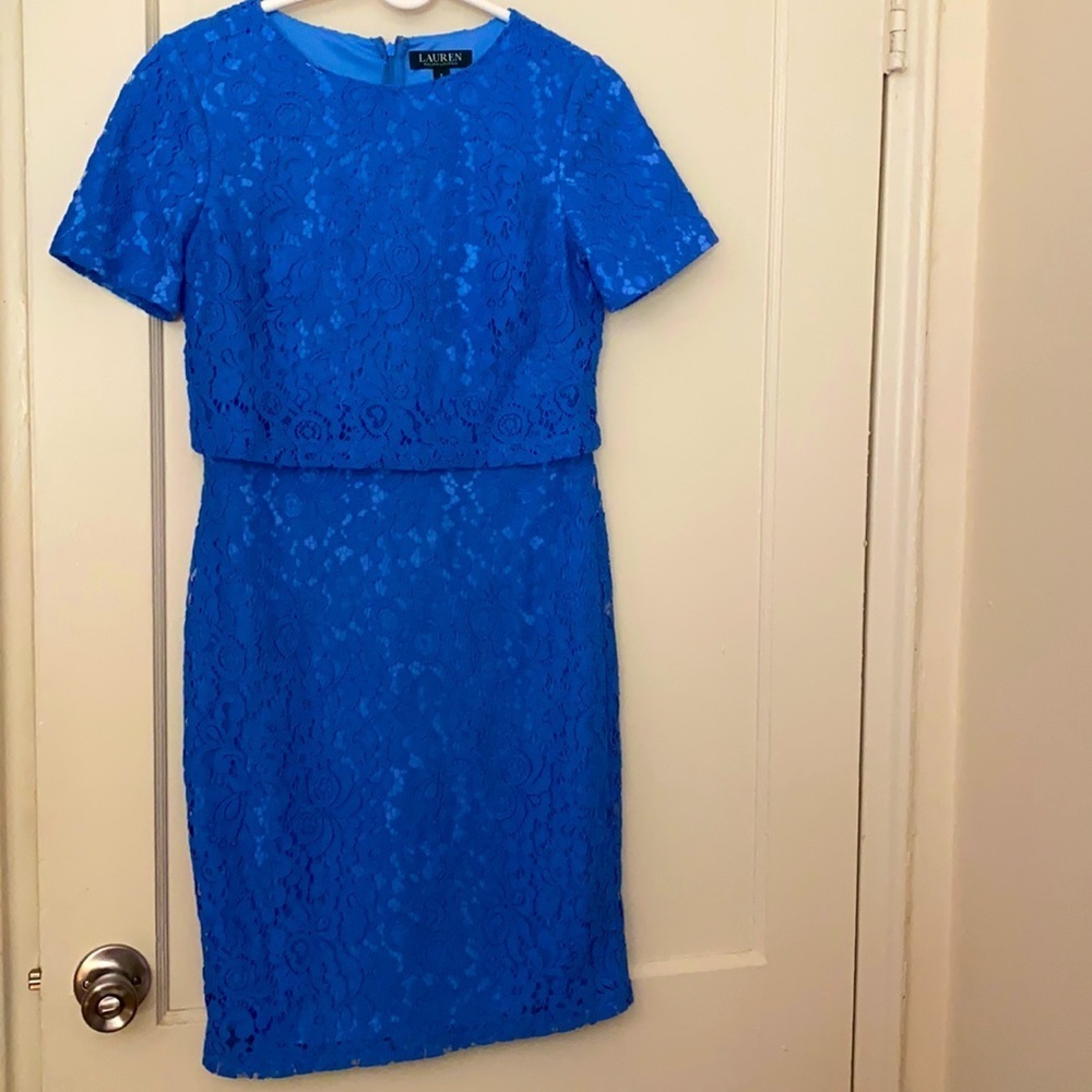 NWT Ralph Lauren blue lace dress size: 2